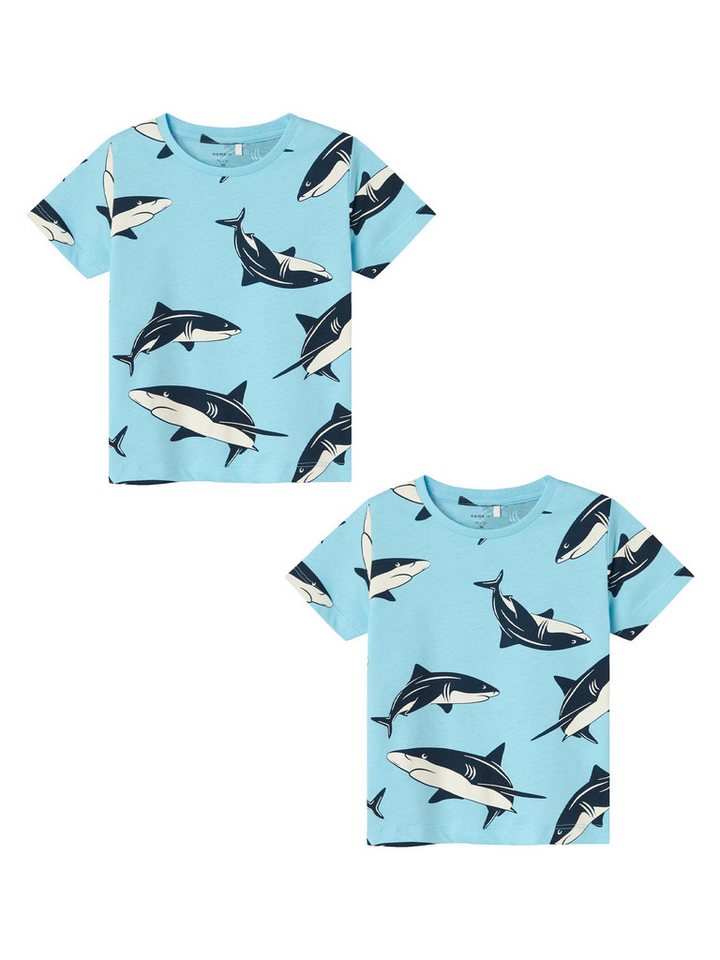 Name It T-Shirt 2er-Set Kurzarm Normal geschnitten Rundhals (2-tlg) NMMJUSPER SS TOP PB von Name It