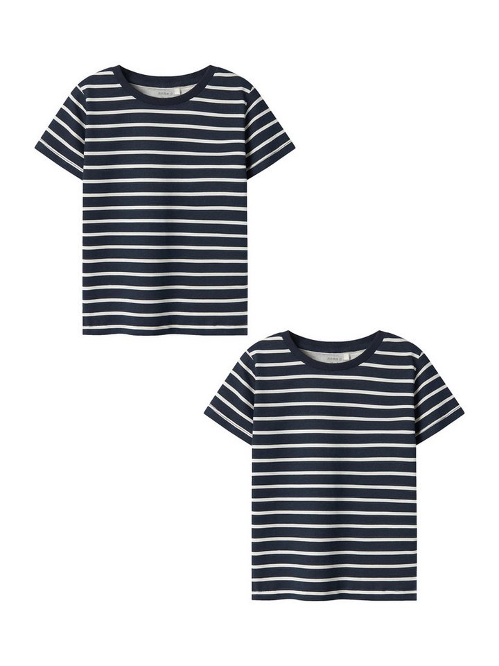 Name It T-Shirt 2er-Set Kurzarm Normal geschnitten Rundhals (2-tlg) NMMJUSPER SS TOP PB von Name It