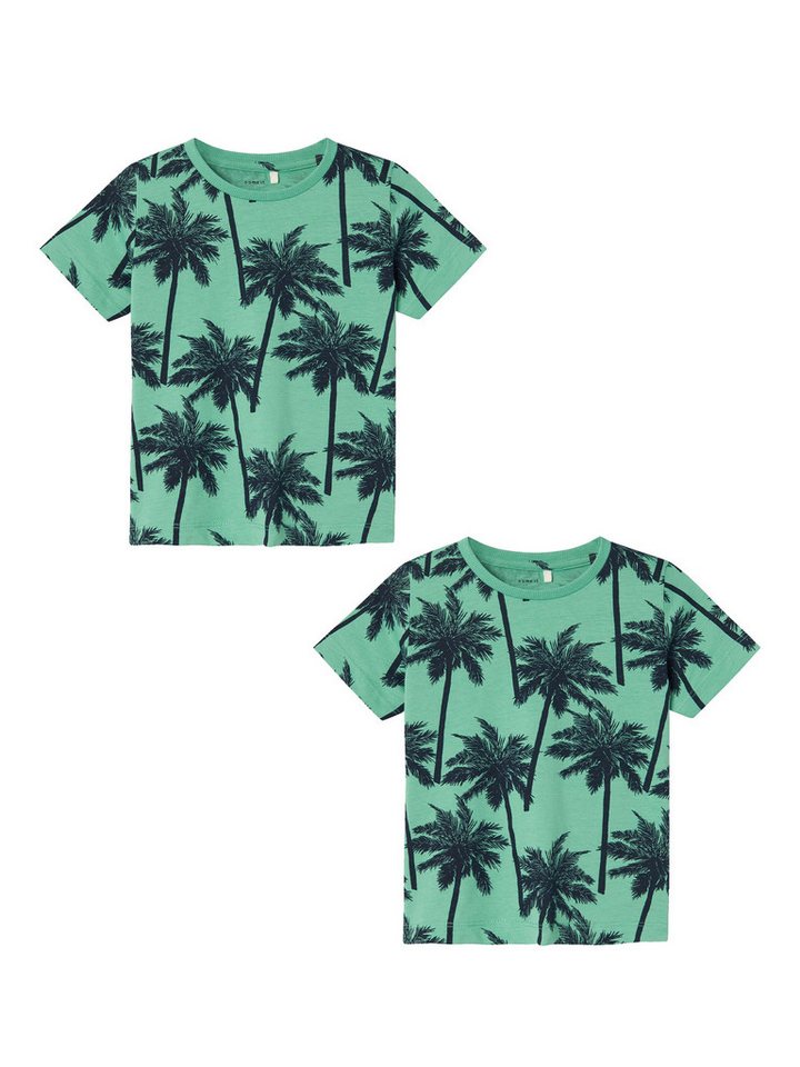 Name It T-Shirt 2er-Set Kurzarm Normal geschnitten Rundhals (2-tlg) NMMJUSPER SS TOP PB von Name It