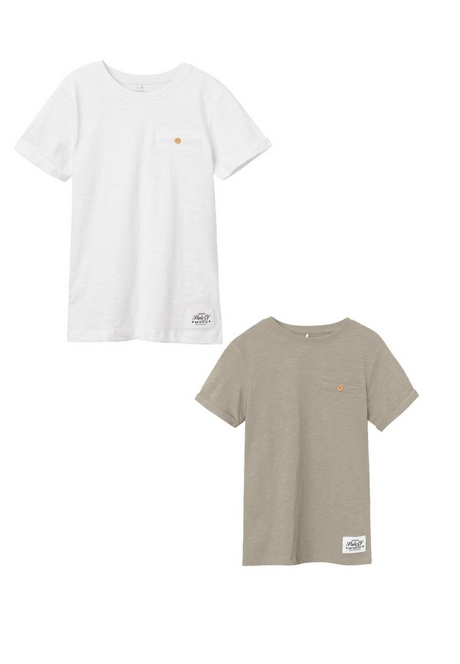 Name It T-Shirt 2er-Set Kurzarm Rundhals Knopf-Detail (2-tlg) NKMVINCENT SS TOP F NOOS von Name It