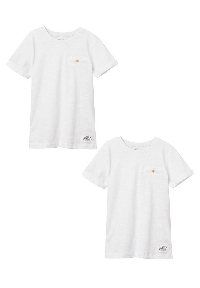 Name It T-Shirt 2er-Set Kurzarm Rundhals Knopf-Detail (2-tlg) NKMVINCENT SS TOP F NOOS von Name It