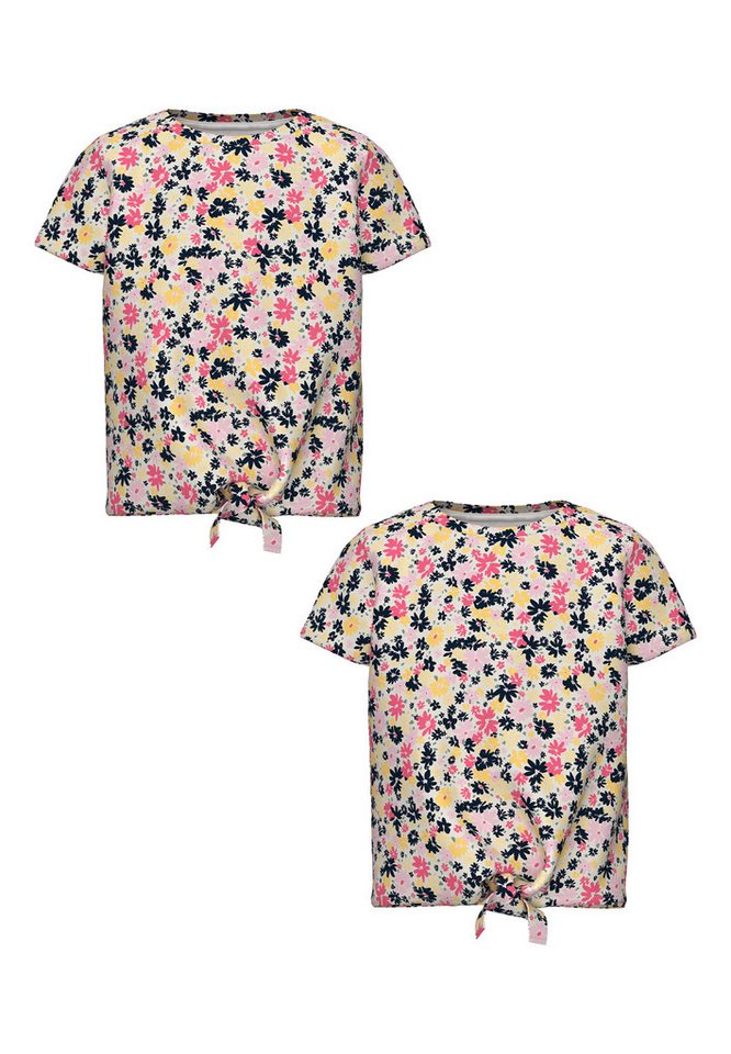 Name It T-Shirt 2er-Set Kurzarm Rundhals Knoten-Detail (2-tlg) NMFDAFFODIL SHORT SS TOP von Name It