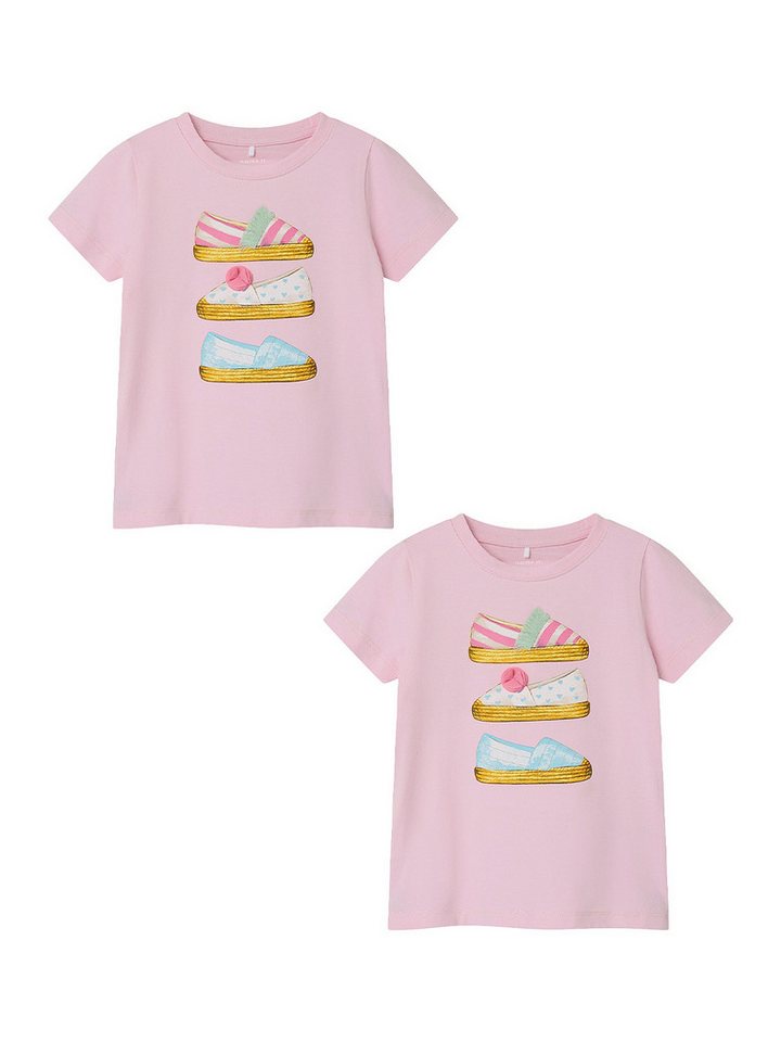 Name It T-Shirt T-Shirt 2er-Set Print Design Kurzarm Kinder Oberteil (2-tlg) NMFFANG SS TOP von Name It