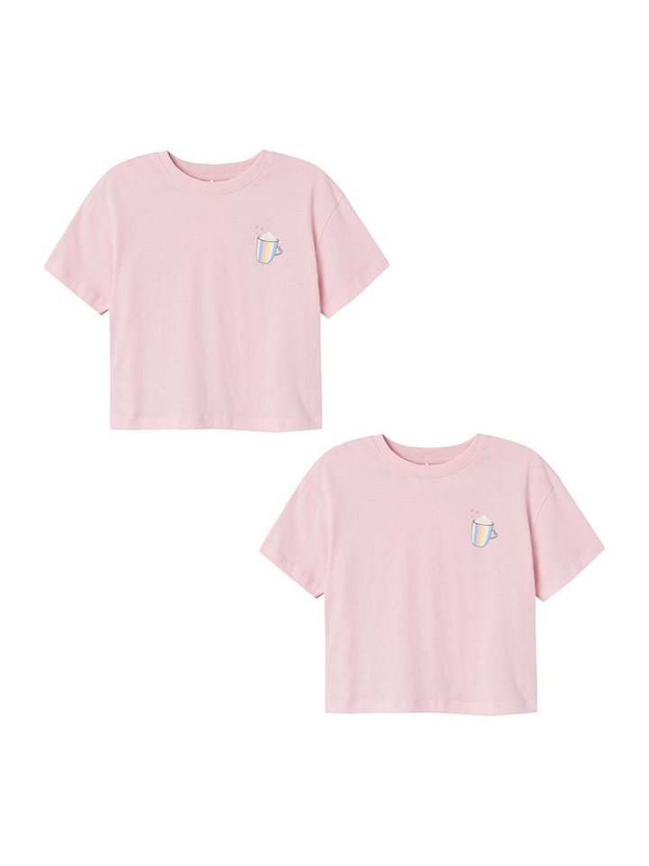 Name It T-Shirt 2er-Set Print Design Kurzarm lockeres Oberteil (2-tlg) NKFSIGGA SS SHORT RLX TOP von Name It