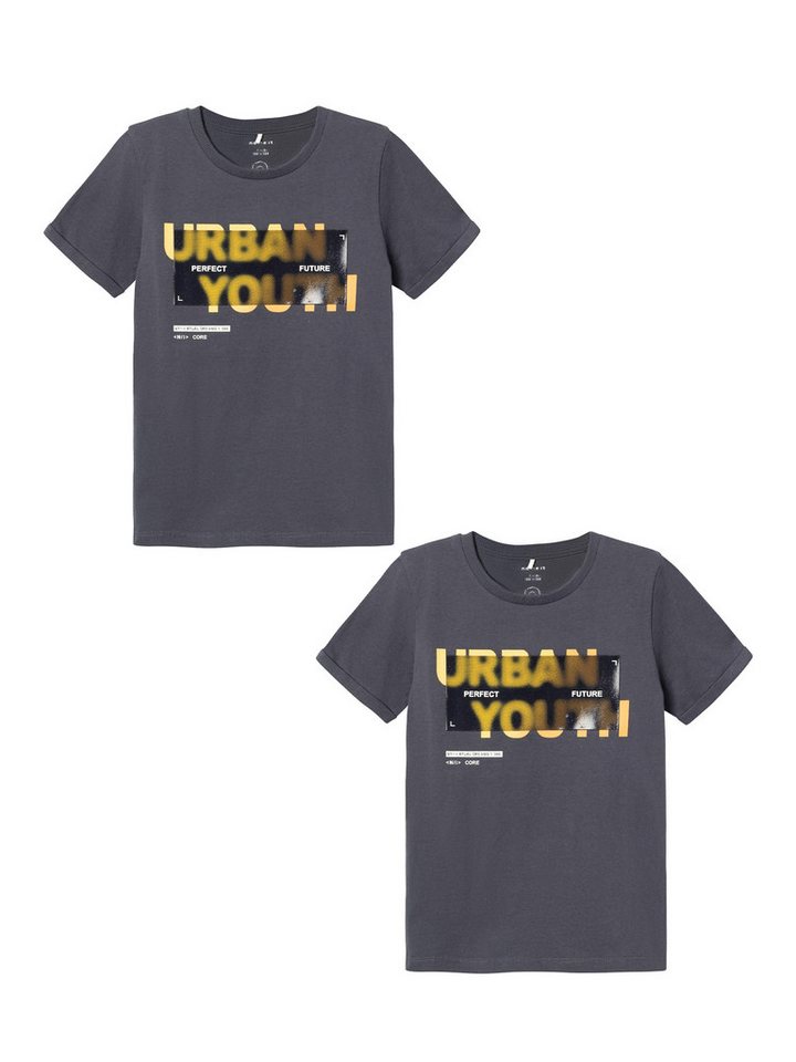 Name It T-Shirt 2er-Set Print Design Lockeres Rundhals (2-tlg) NKMDEFAN SS TOP von Name It