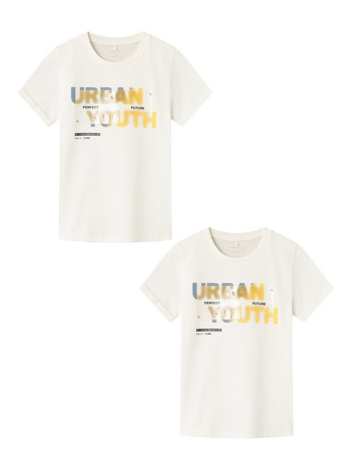 Name It T-Shirt 2er-Set Print Design Lockeres Rundhals (2-tlg) NKMDEFAN SS TOP von Name It