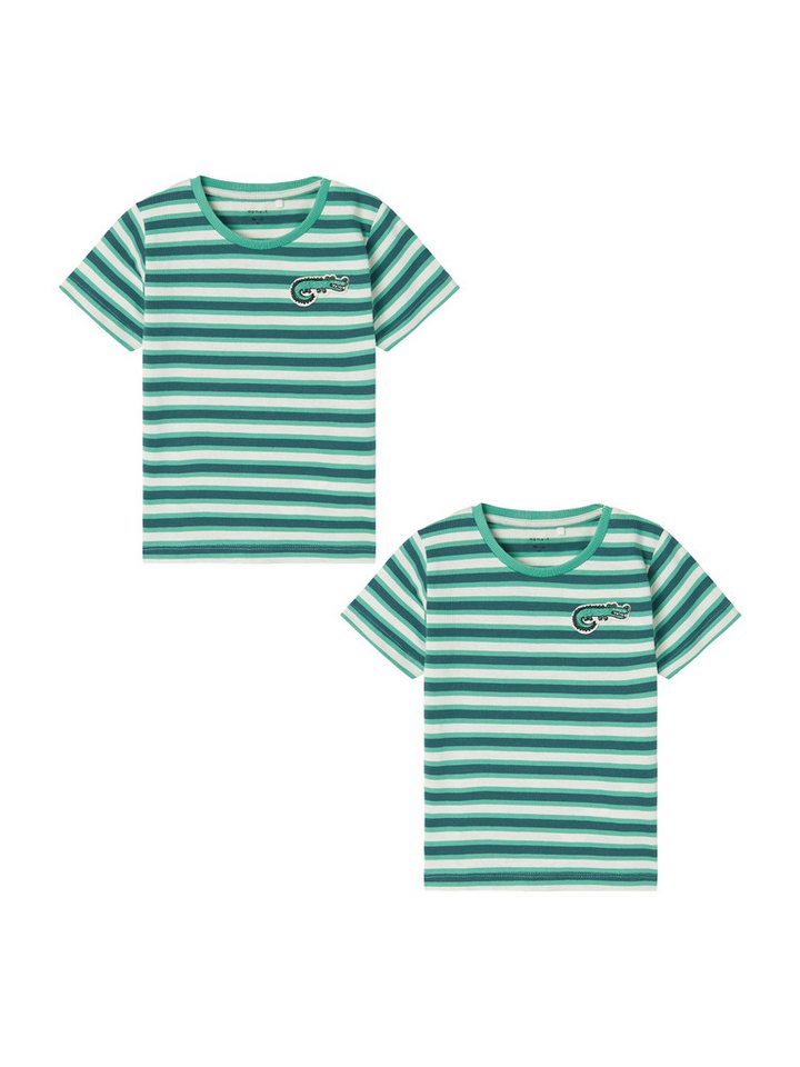 Name It T-Shirt 2er-Set Print Design Rundhals Kurzarm (2-tlg) NMMDIKE SS TOP PB von Name It