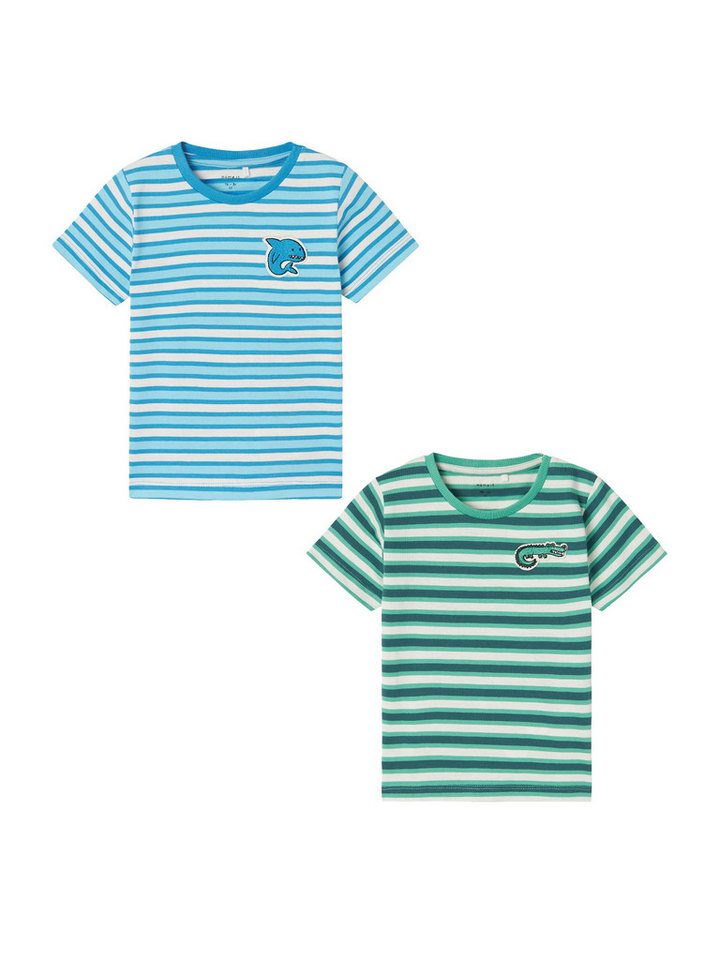Name It T-Shirt 2er-Set Print Design Rundhals Kurzarm (2-tlg) NMMDIKE SS TOP PB von Name It