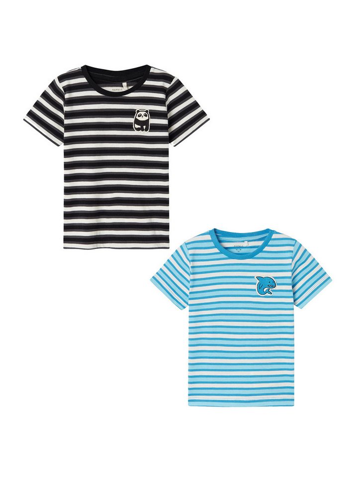 Name It T-Shirt 2er-Set Print Design Rundhals Kurzarm (2-tlg) NMMDIKE SS TOP PB von Name It