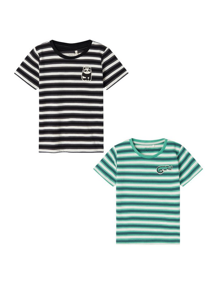 Name It T-Shirt 2er-Set Print Design Rundhals Kurzarm (2-tlg) NMMDIKE SS TOP PB von Name It