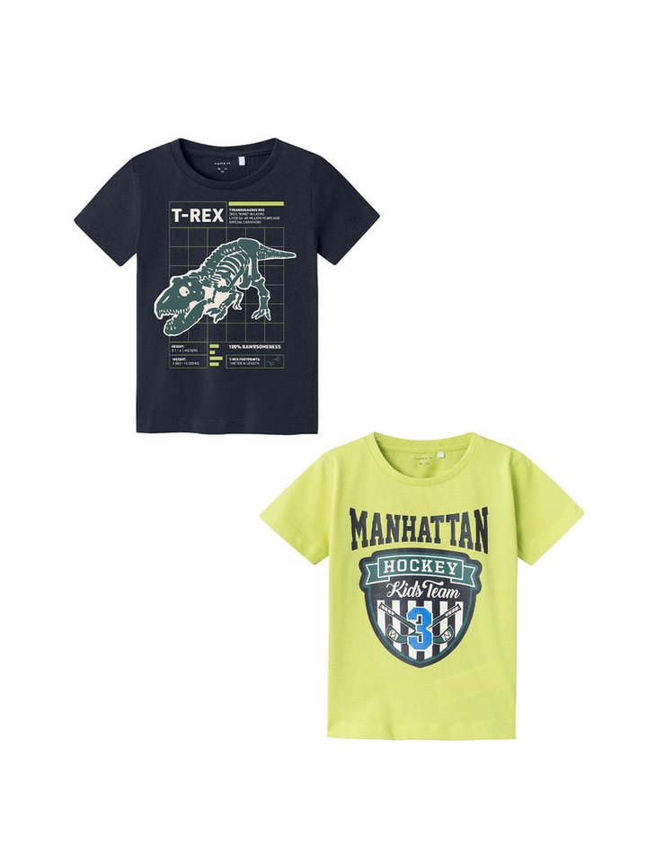 Name It T-Shirt 2er-Set Rundhals Kurzarm bequemes Baumwolle (2-tlg) NKMBERTE SS TOP PB von Name It