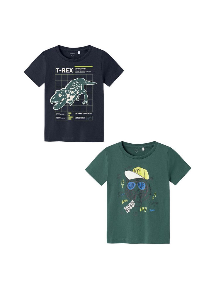 Name It T-Shirt 2er-Set Rundhals Kurzarm bequemes Baumwolle (2-tlg) NKMBERTE SS TOP PB von Name It