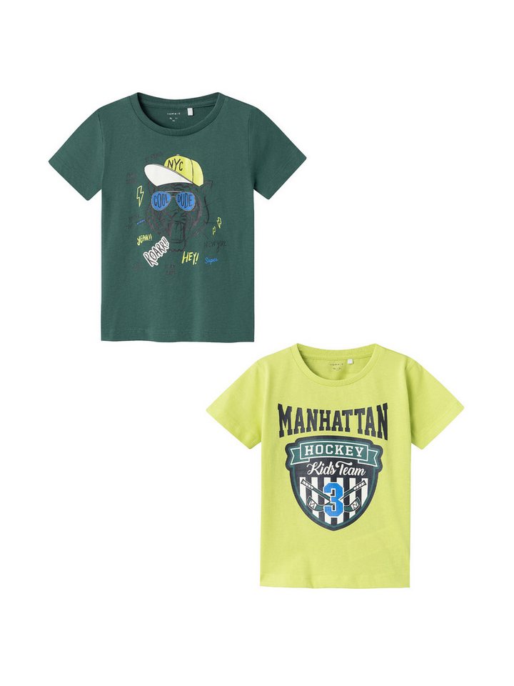 Name It T-Shirt 2er-Set Rundhals Kurzarm bequemes Baumwolle (2-tlg) NKMBERTE SS TOP PB von Name It