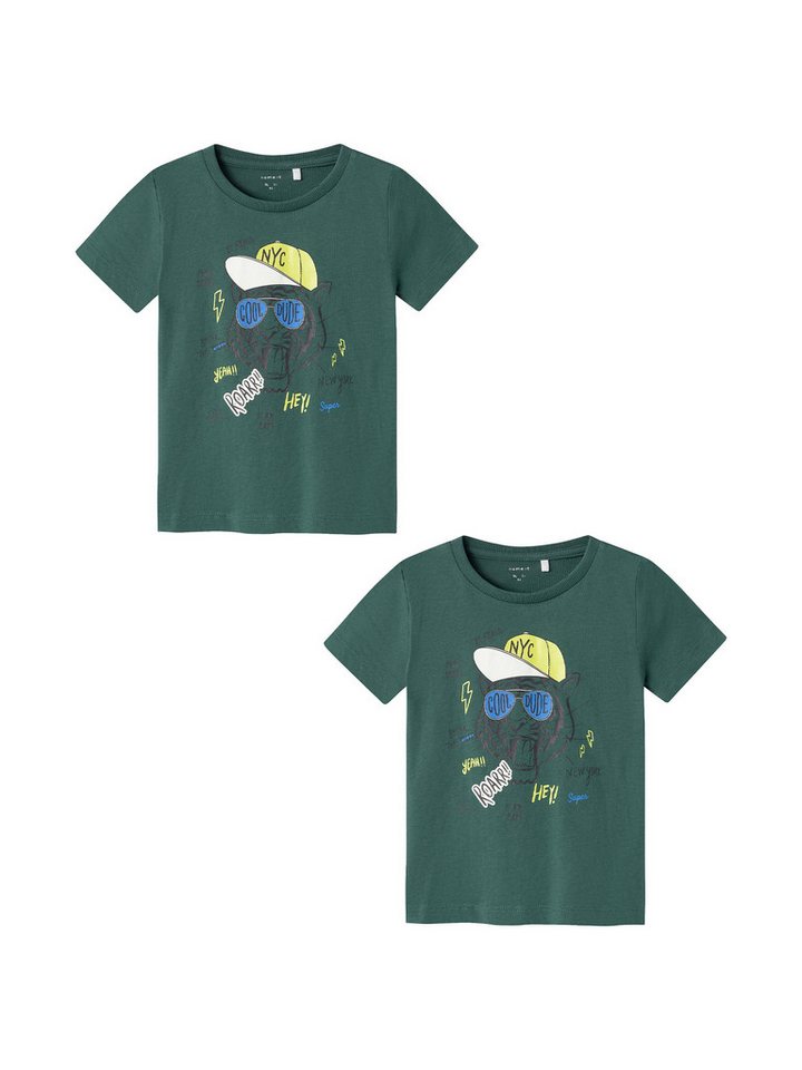 Name It T-Shirt 2er-Set Rundhals Kurzarm bequemes Baumwolle (2-tlg) NKMBERTE SS TOP PB von Name It