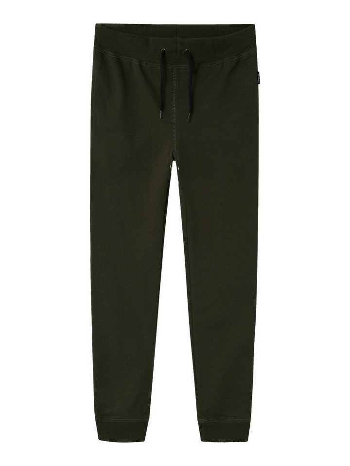Name It Trainingshose NKMSWEAT für Jungen mit verstellbarem Bund und Kordelzug unifarben, casual, regular fit, Baumwollmix, Rundhals von Name It