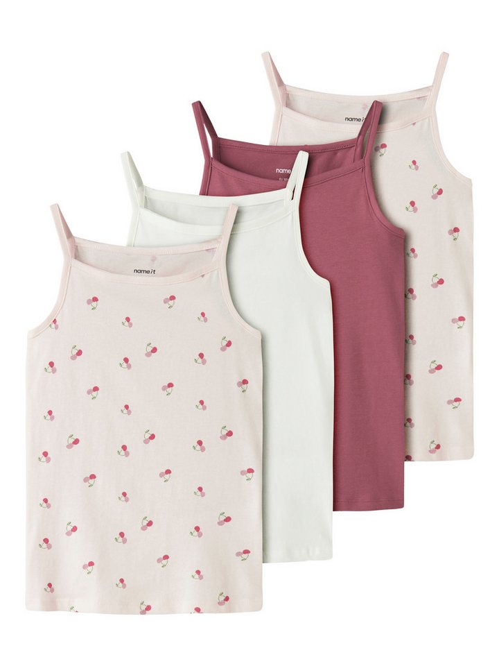Name It Unterhemd NKFSTRAP für Mädchen mit Stretchkomfort im 4er-Pack (Packung, 4-St) bedruckt, casual, regular fit, Baumwollmischung, Rundhals von Name It