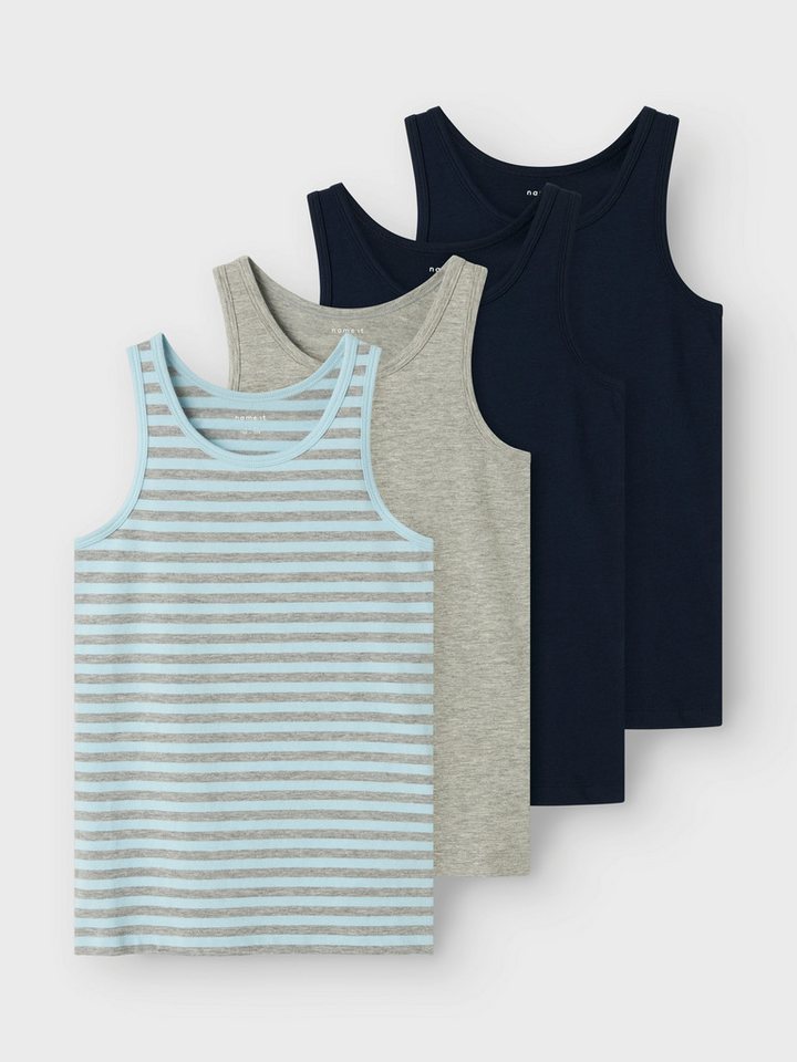 Name It Unterhemd NKMTANK für Jungen mit Streifen im 4er-Pack (Packung, 4-St) gestreift, casual, regular fit, Baumwollmischung, Rundhals von Name It