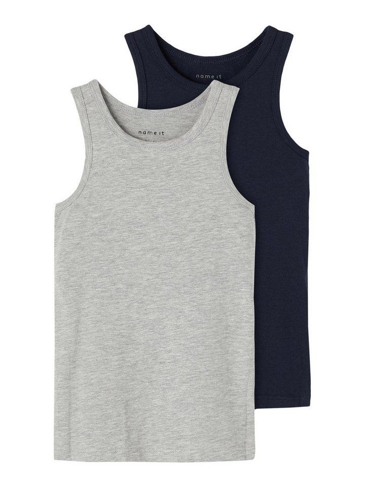 Name It Unterhemd Name It 2er Set Jungen Unterhemden aus Bio-Baumwolle Grey Melange 98 von Name It