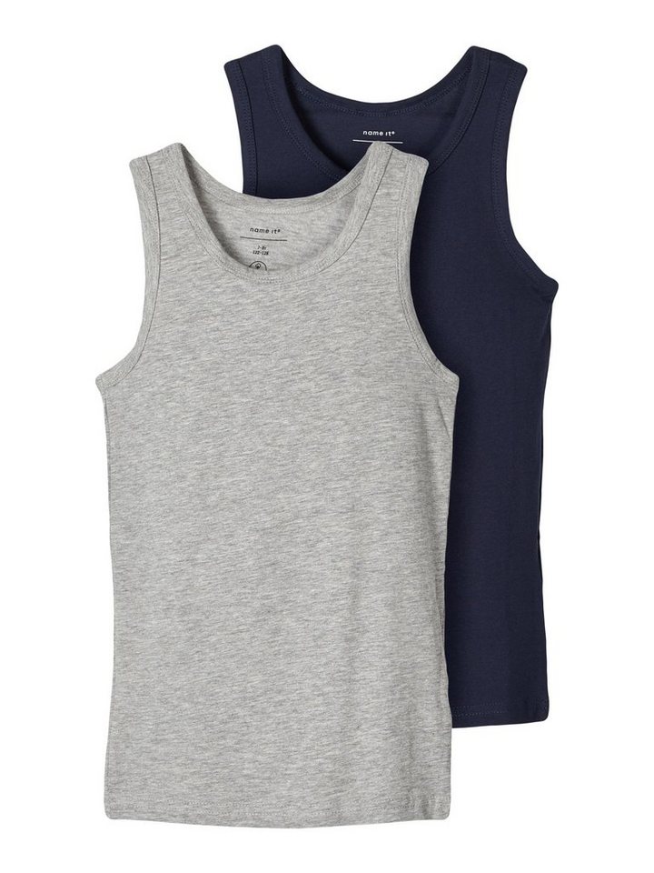 Name It Unterhemd Name It Jungen Tank-Top im 2er-Pack Bio-Baumwolle Grey Melange-86 von Name It
