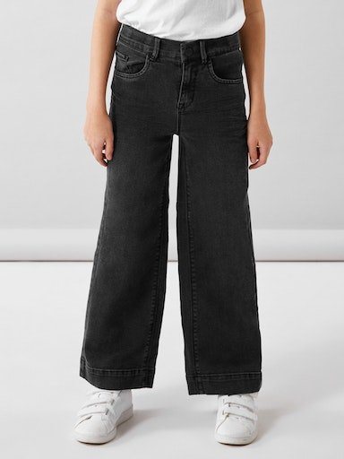 Name It Weite Jeans NKFROSE für Mädchen mit weitem Bein und High Waist unifarben, casual, loose fit, Baumwollmischung, Denim von Name It