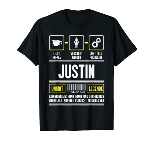 Herren Justin Name Vorname Justin Spruch T-Shirt von Name Justin Lustige Sprüche Geburtstag