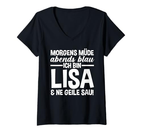 Damen Vorname Lisa T-Shirt mit V-Ausschnitt von Name Lisa Geschenk