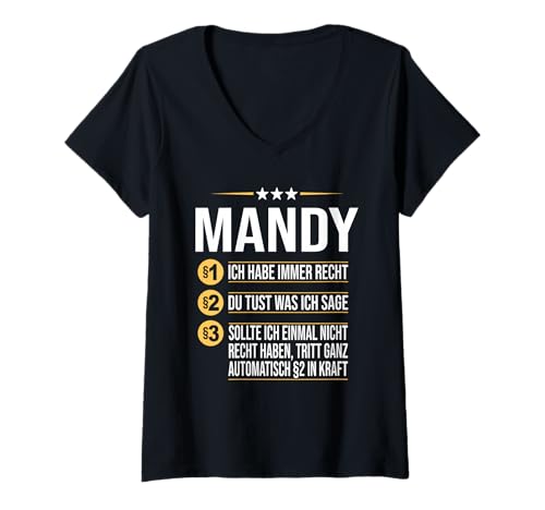 Damen Mandy Vorname Geschenk-Idee Geburtstag Namensgeschenk T-Shirt mit V-Ausschnitt von Name Mandy Spruch Personalisierte Geschenke