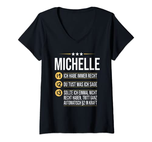 Damen Michelle Vorname Geschenk-Idee Geburtstag Namensgeschenk T-Shirt mit V-Ausschnitt von Name Michelle Spruch Personalisierte Geschenke