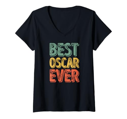 Damen Best Oscar Ever Shirt Lustig Personalisiert Vorname Oscar T-Shirt mit V-Ausschnitt von Name Oscar Funny Shirts