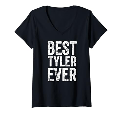 Damen Best Tyler Ever Shirt Lustig Personalisiert Vorname Tyler T-Shirt mit V-Ausschnitt Damen Best Tyler Ever Shirt Lustig Personalisiert Vorname Tyler T-Shirt mit V-Ausschnitt von Name Tyler Funny Shirts