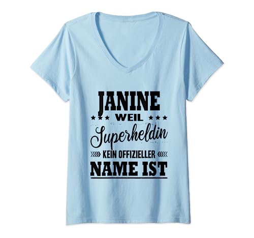 Damen Name Janine Vorname Namensgeschenke Namenstag Fun T-Shirt mit V-Ausschnitt Damen Name Janine Vorname Namensgeschenke Namenstag Fun T-Shirt mit V-Ausschnitt von Name Vorname Spruch Keine Offizielle Superheldin