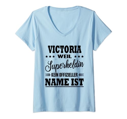 Damen Name Victoria Vorname Namensgeschenke Namenstag Fun T-Shirt mit V-Ausschnitt Damen Name Victoria Vorname Namensgeschenke Namenstag Fun T-Shirt mit V-Ausschnitt von Name Vorname Spruch Keine Offizielle Superheldin