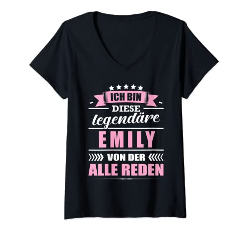 Damen Name Emily Vorname Namensgeschenke Namenstag Fun T-Shirt mit V-Ausschnitt von Name Vorname Spruch Legendäre Name Legende Fun