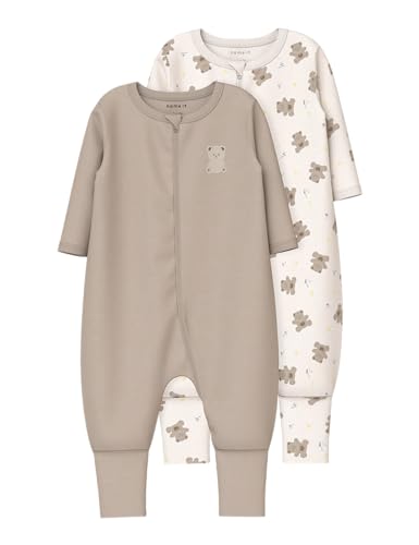 Name it baby Unisex Nbnnightsuit 2P Zip Ff Jet Bear Noos, Jet Stream, 74 EU von Name it baby