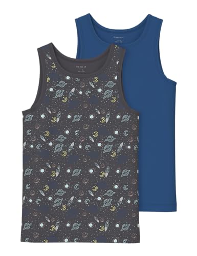 Name it kids Jungen Nkmtank Top 2P Space Noos, Forged Iron, Numeric_98 (2er Pack) von Name it kids