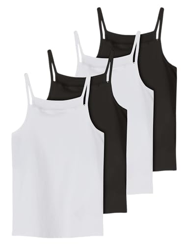 Name it kids Mädchen Black Nkfstrap Top 4P White Solid, Numeric_134 von Name it kids