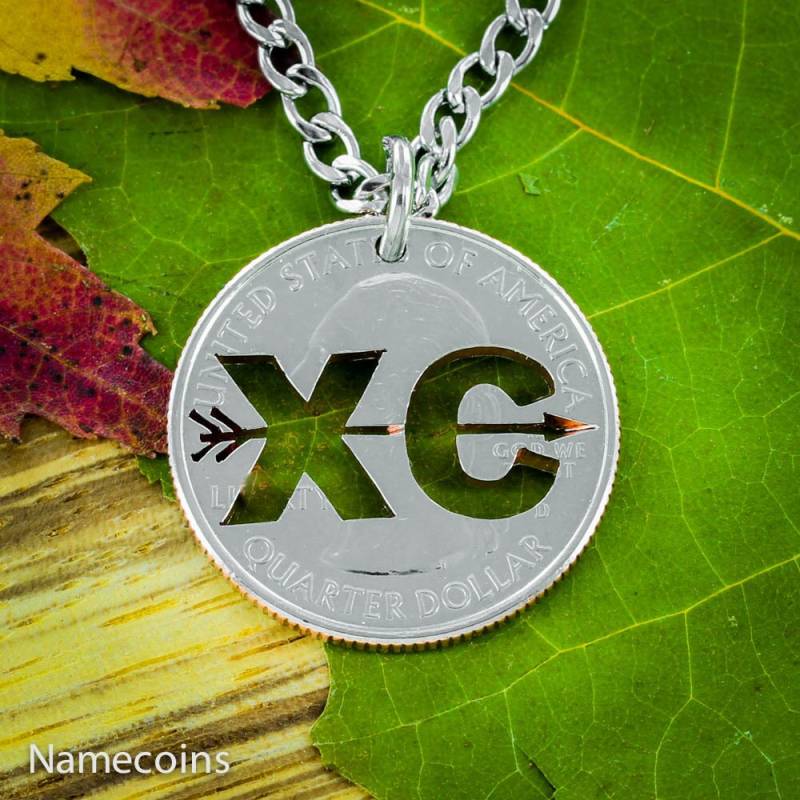 Cross Country Xc Halskette, Handgefertigter Laufschmuck, Handgeschnittene Münze von NameCoins