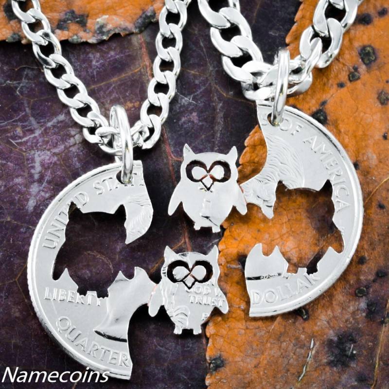 Eule Bff Halsketten, Beste Freunde Geschenke, Hand Cut Quarter von NameCoins