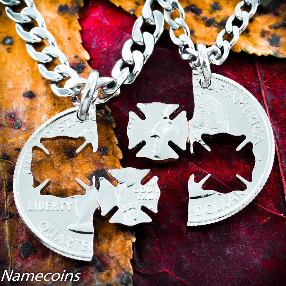 Feuerwehrmann Und Frau Halsketten Set, Paare Halsketten, Interlocking Quarter von NameCoins