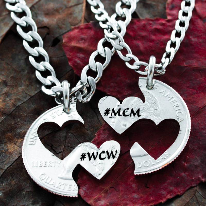Mcm Und Wcm Herz Halsketten, Hand Geschnitten Individuell Graviert von NameCoins