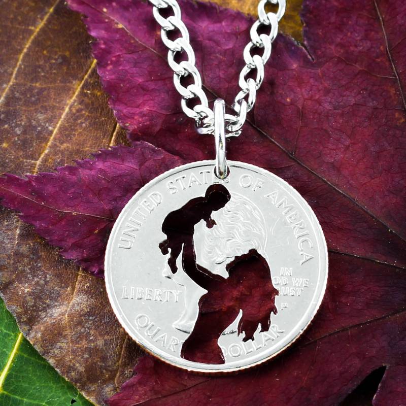 Mutter Und Baby Halskette, Neue Schmuck, Hand Cut Münze von NameCoins