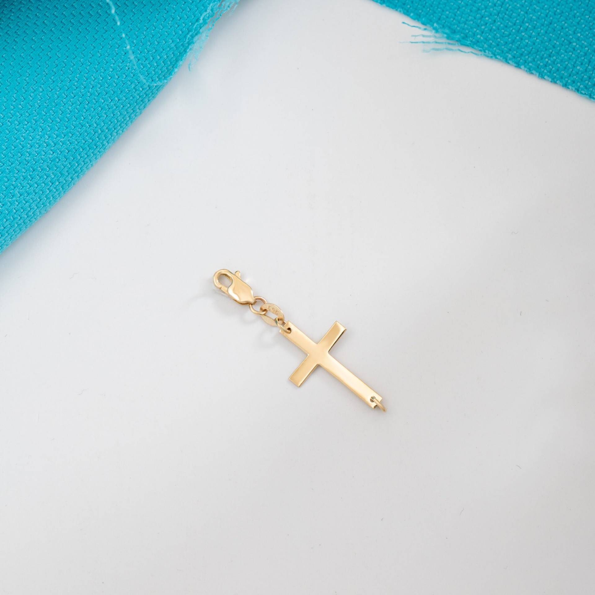 Personalisiertes Tiny Cross Tag 14K 18K Echtgold Für Halskette, Armband Und Fußkettchen, Abnehmbarer Kreuz-Tag-Anhänger, Schmuck Personalisiert von NameJewelryGold