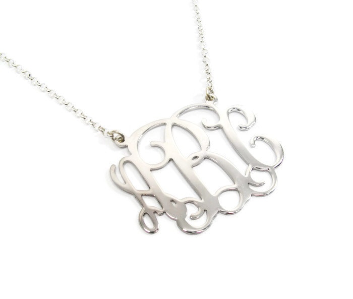 1" Monogramm-Halskette Aus Sterlingsilber. Silberne Initialen-Halskette. Initiales Monogramm. Monogramm-Schmuck. Initialen-Schmuck. Halskette von NameMyMonogram