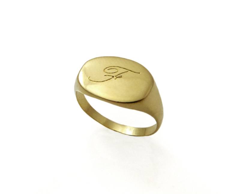 14-Karätiger Pinky-Ring Aus Massivem Gold. Monogrammring. Anfänglicher Klingelton. Geschenk Für Sie. Goldener Siegelring. Personalisierter Ring von NameMyMonogram