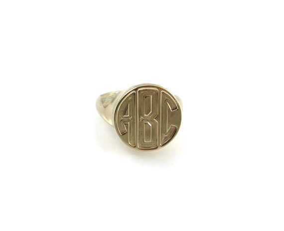 14K Gold Monogram Ring.unisex Ring. Anfangsring. Breiter Siegelring. Personalisierter Monogramm Herrenring von NameMyMonogram