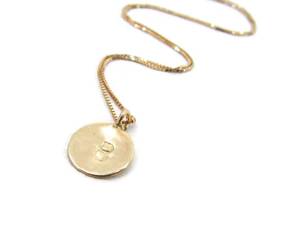 14K Goldkette. Initial Anhänger. Buchstaben Personalisierte Halskette. Gold Monogramm Geschenkideen von NameMyMonogram
