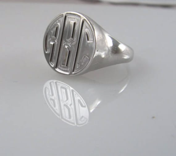 14K Massiver Gold-Monogramm-Ring.unisex-Ring. Anfangsklingeln. Siegelring Aus Gold. Personalisierter Siegelring. Herrenring Mit Monogramm von NameMyMonogram