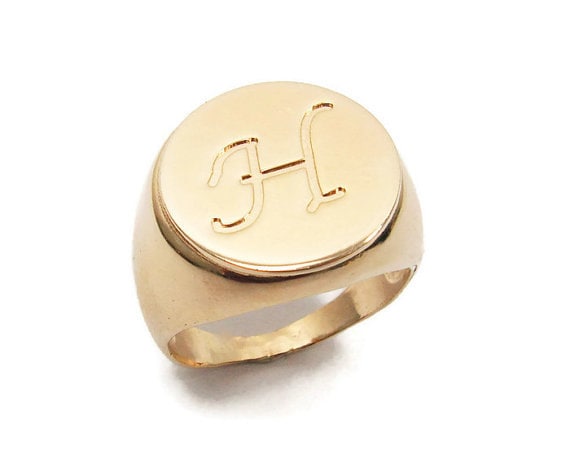 Anfänglicher Klingelton. Goldring Für Männer. Unisex-Anfangsring. Kristall-Anfangsring. Geschenk. Personalisierter Ring. Siegelring. Vergoldet .1613 von NameMyMonogram