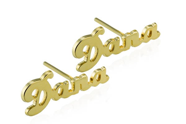 Goldene Namensohrringe. Monogramm-Ohrringe. Erste Ohrringe. Personalisierte Post-Ohrringe. Ohrstecker. Goldohrring Mit Monogramm von NameMyMonogram