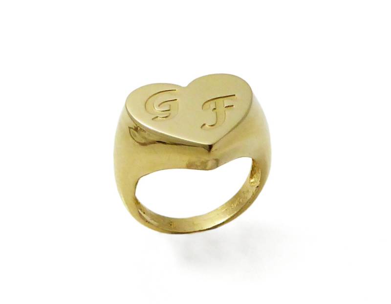 Goldring Mit Monogramm. College Ring. Initialen Gehämmert Ring Für Frauen. Frauen Initialband. Runder von NameMyMonogram
